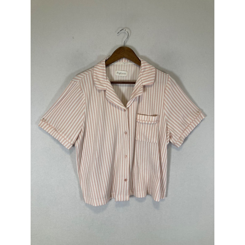 Cozy Striped Daydream by Berkshire Home‎ Women XL Pink White Waffle Pajama Top